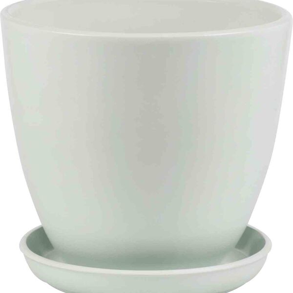 Горшок керамический с подставкой Бутон цвет: серый