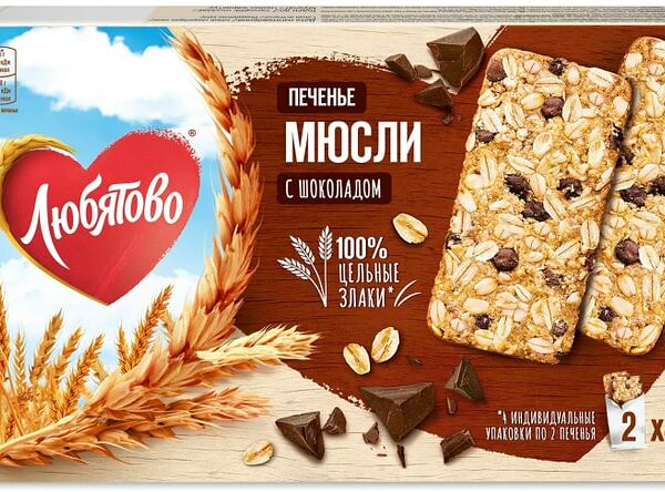 Печенье Любятово Мюсли с шоколадом 120г