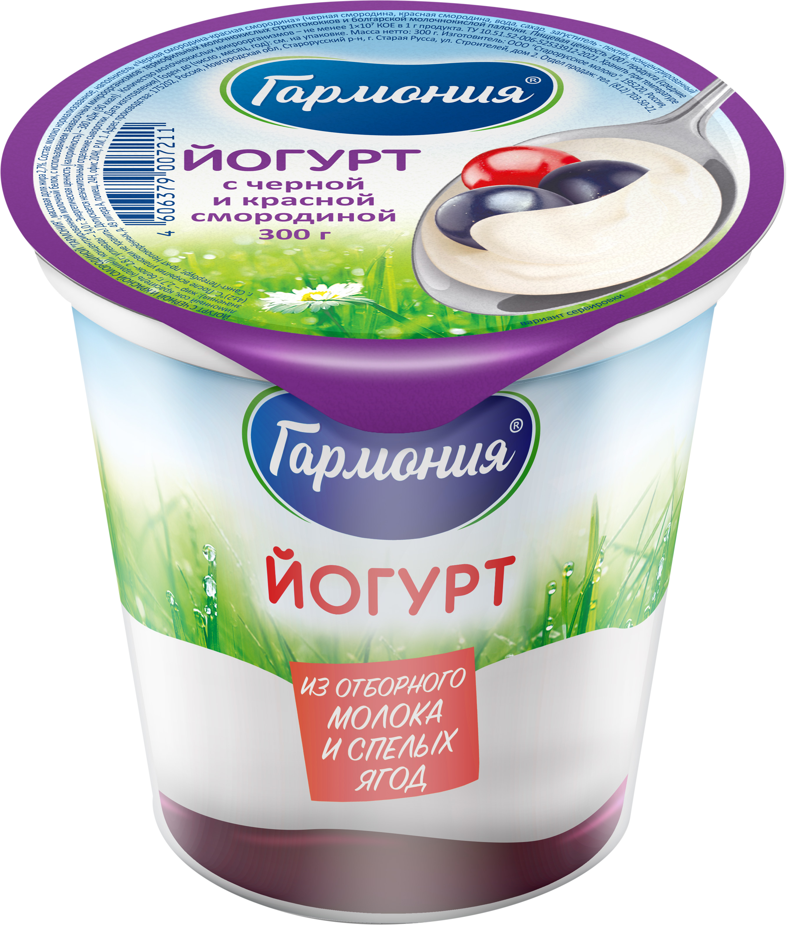 

Йогурт Гармония черная и красная смородина 2.7%