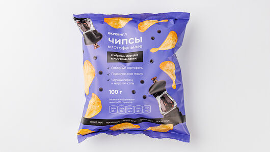Чипсы картофельные с чёрным перцем и морской солью