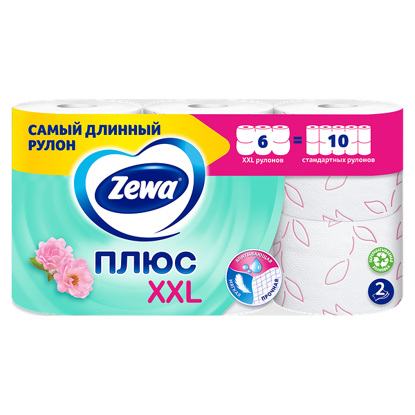 Бумага туалетная 2сл ЗЕВА ПЛЮС XXL 6 рул