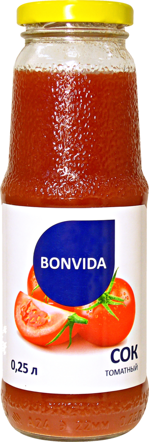 

Сок Bonvida Томатный с солью и мякотью восстановленный 0.25 л