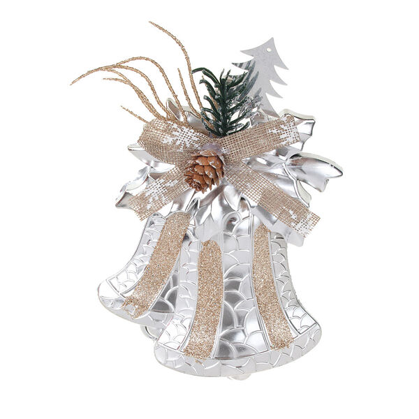 Сноу бум украшение декоративное в виде колокольчиков, пластик, 14х19см, цвет серебряный