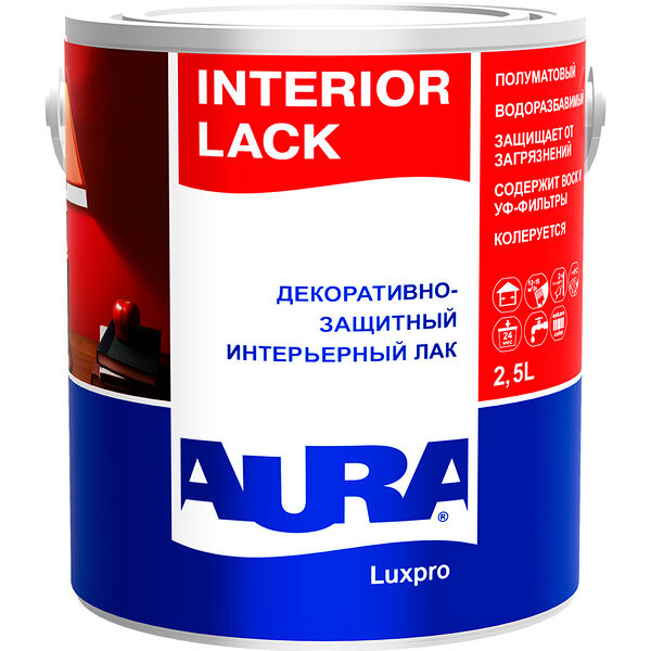 Лак водно-дисперсионный Aura Interior Lack, 2.5 л, интерьерный
