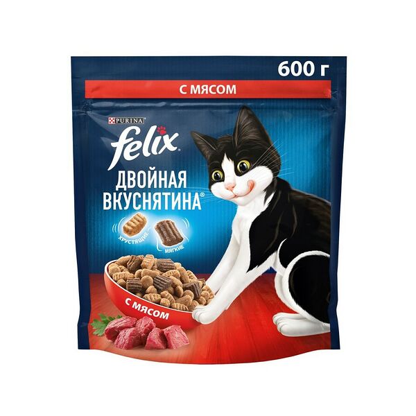 Феликс Двойная Вкуснятина 600г Сухой корм мясо