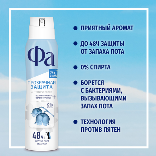 

Дезодорант женский спрей Фа Прозрачная защита 150 мл