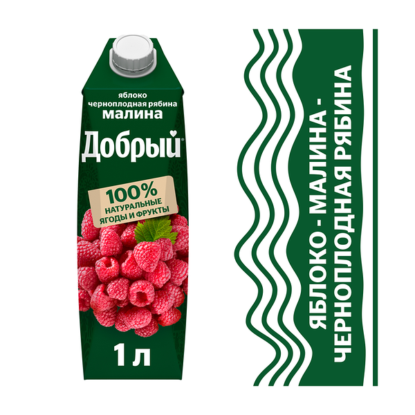 Нектар Добрый яблоко, малина и черноплодная рябина 1л