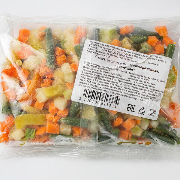 Смесь овощная Греческая, быстрозаморозка Продукт замороженный