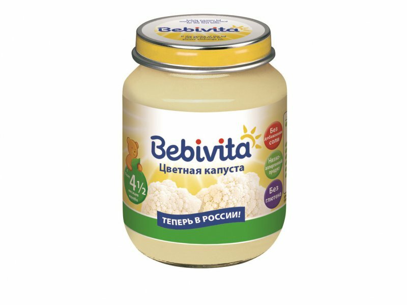 

Детское питание Bebivita пюре цветная капуста, с 4 месяцев 100 г