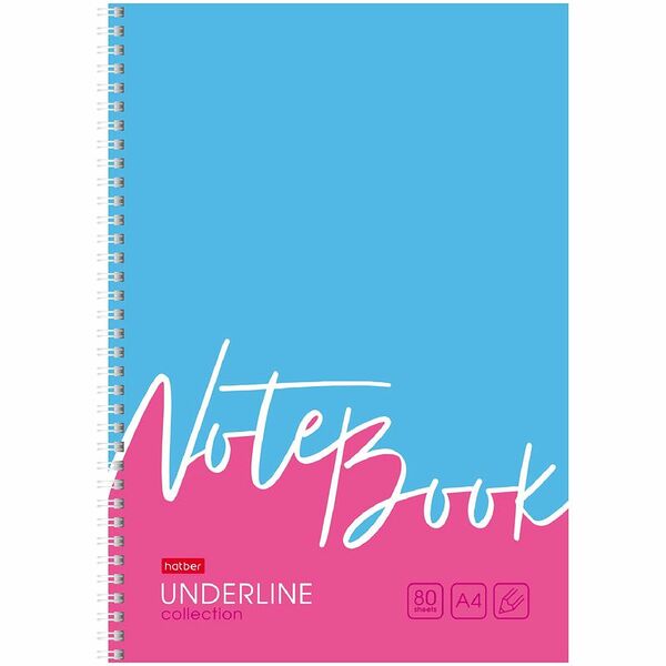 Тетрадь Hatber Underline А4 в клетку, 80л, в ассортименте