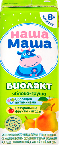 

Биопродукт для детей Наша Маша биолакт Яблоко-груша 2.8% 200 г