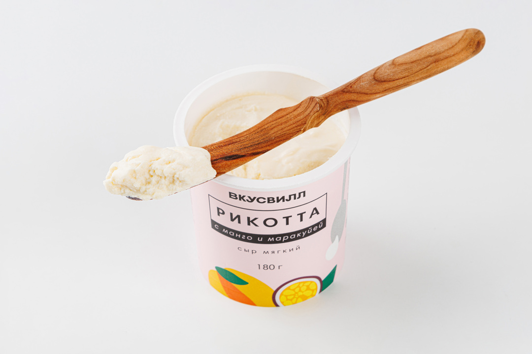 

Сыр мягкий Вкусвилл Рикотта с манго и маракуйей, 180 г