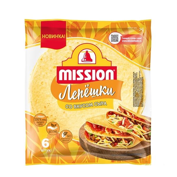 Лепешки Mission с сыром 6 шт, 250г
