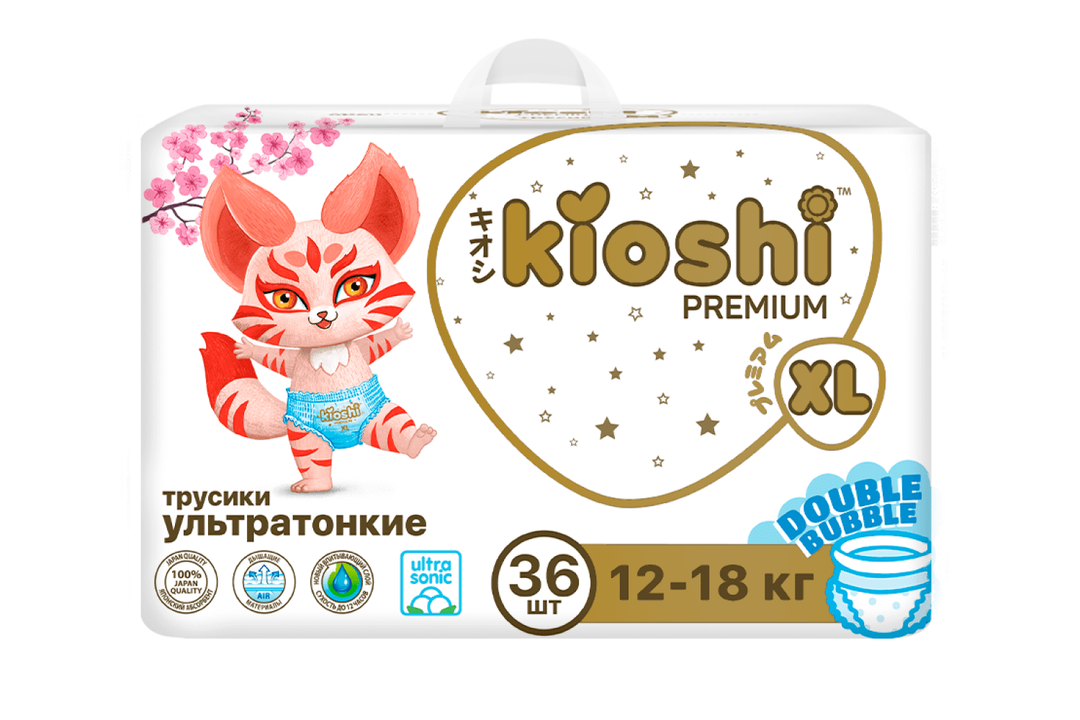 

Подгузники-трусики Kioshi Premium Ультратонкие XL 12-18 кг 36 шт