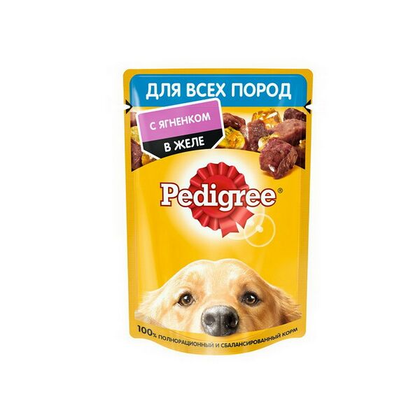Корм консерв Pedigree с ягненком в желе полнорацион для взросл собак всех пород 85г