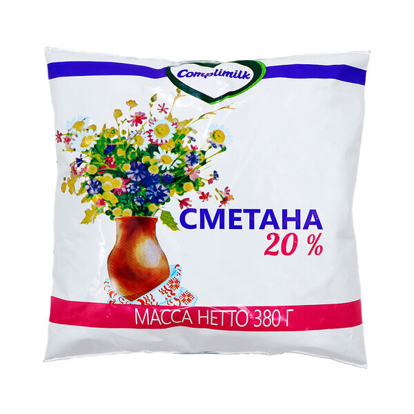 Сметана жир. 20% п/пл вес 380г Complimilk