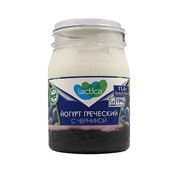 Йогурт Lactica греческий 2х-слойный с черникой 3%