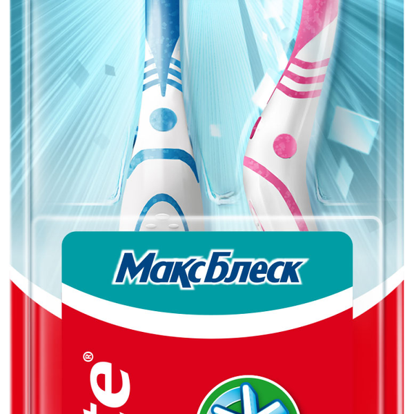 Зубная щетка Colgate МаксБлеск, средней жесткости, 2 шт.