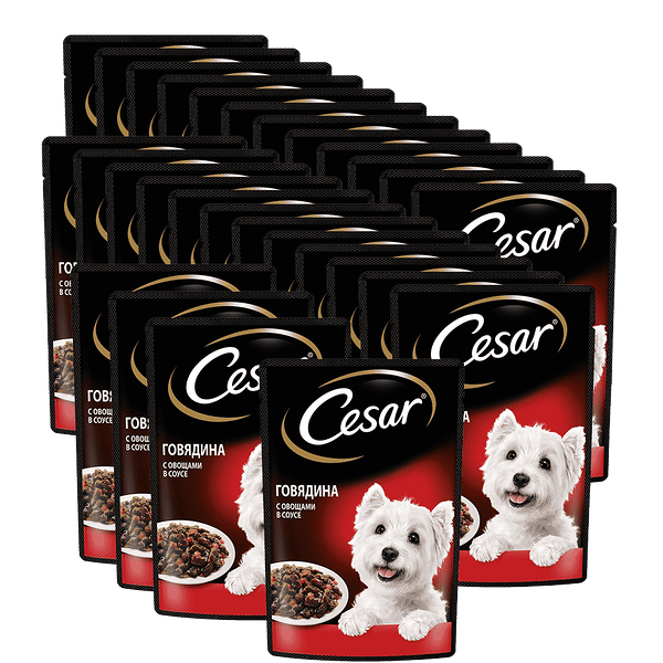 Корм для собак CESAR Говядина с овощами пауч 85г (упаковка - 28 шт)