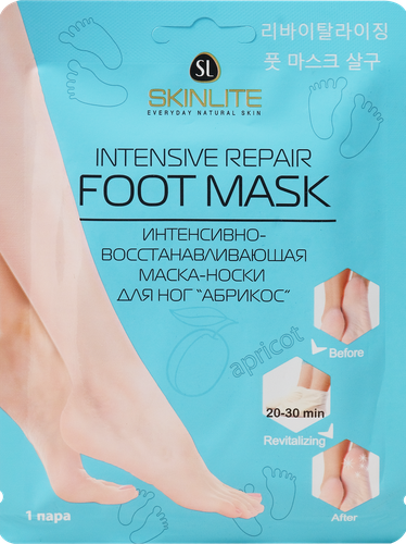

Маска-носки для ног SkinLite интенсивно восстанавливающая абрикос 1 пара