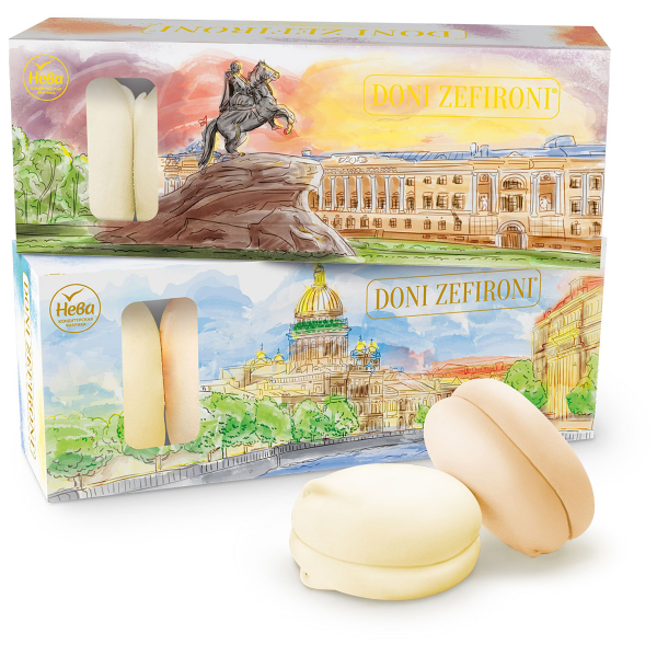 Зефир Doni Zefironi с ароматами абрикоса и дыни ассорти, дизайн упаковки в ассорт., 210 г