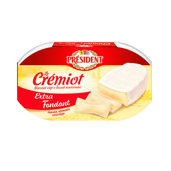 Сыр мягкий President Le Cremiot Extra Fondant с белой плесенью 60% 200г картон