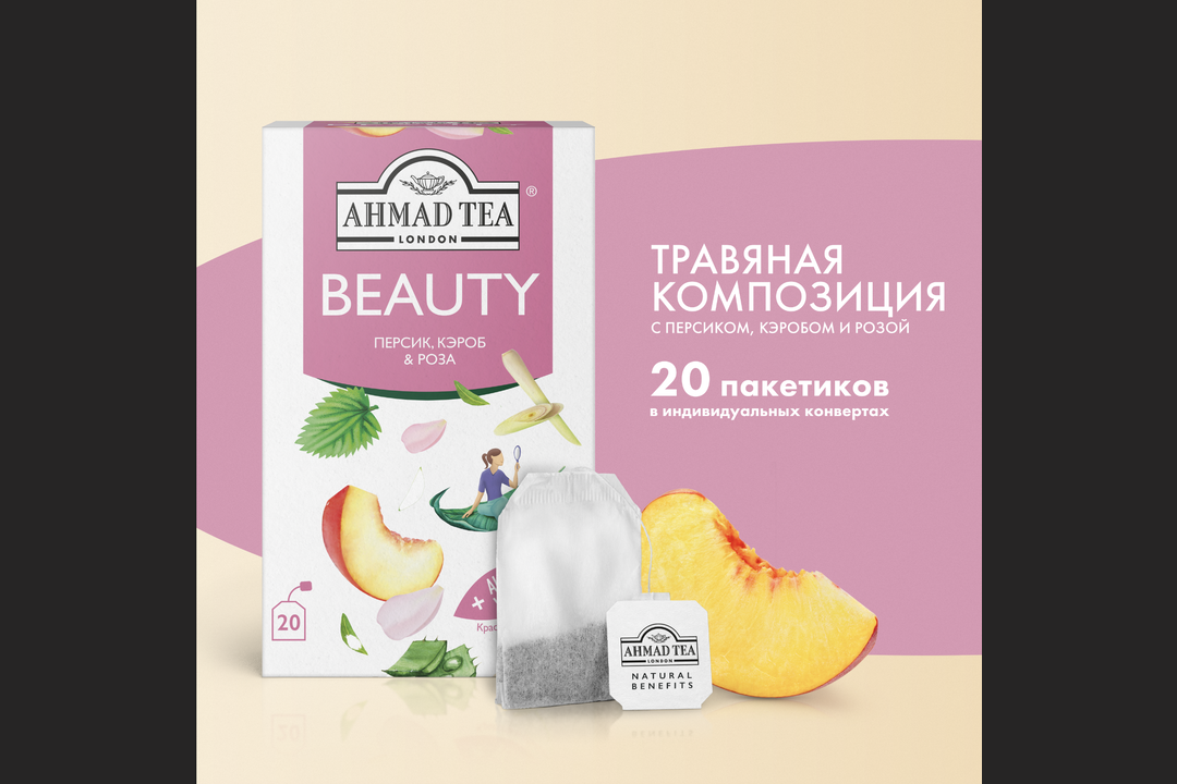 

Чай Ahmad Tea Beauty Персик кэроб роза пакетированный 20 х 1.5 г