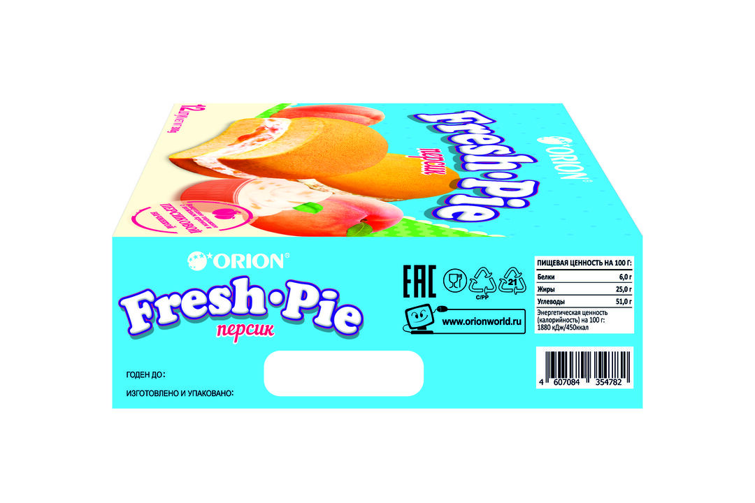 

Пирожное Orion Fresh Pie бисквитное с персиковой начинкой 300 г