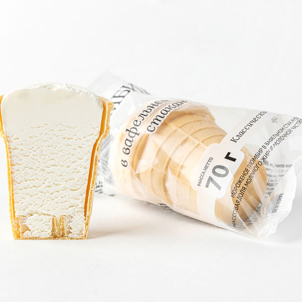 Мороженое пломбир Вкусвилл в вафельном стаканчике