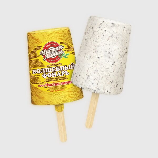 Пломбир Чистая Линия Волшебный фонарь ванильный с шоколадной крошкой 12% 80г