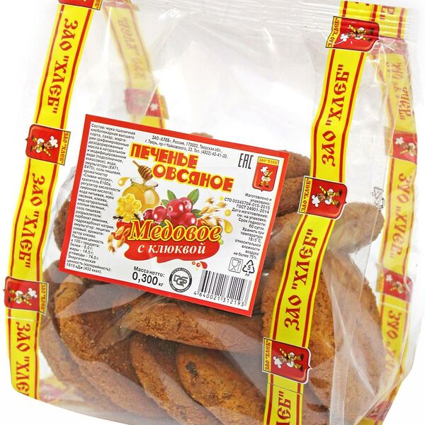 Печенье Хлеб овсяное медовое с клюквой
