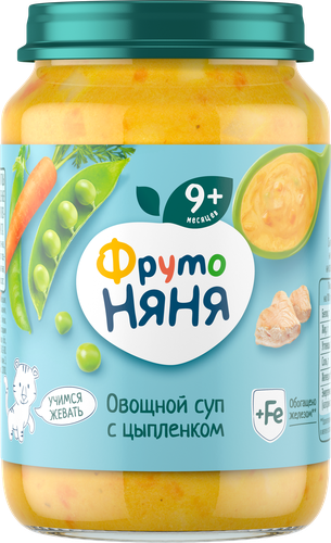 

Овощной суп ФрутоНяня с цыпленком с 9 месяцев 190 г