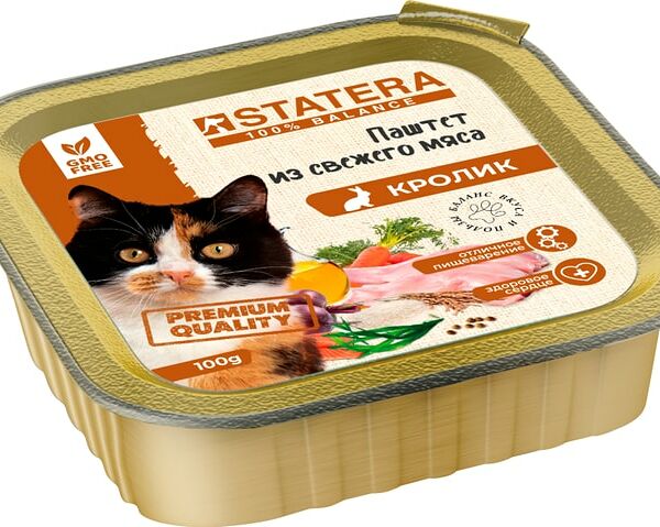 Влажный корм для кошек и котов Statera Мясной паштет с кроликом 16шт*100г
