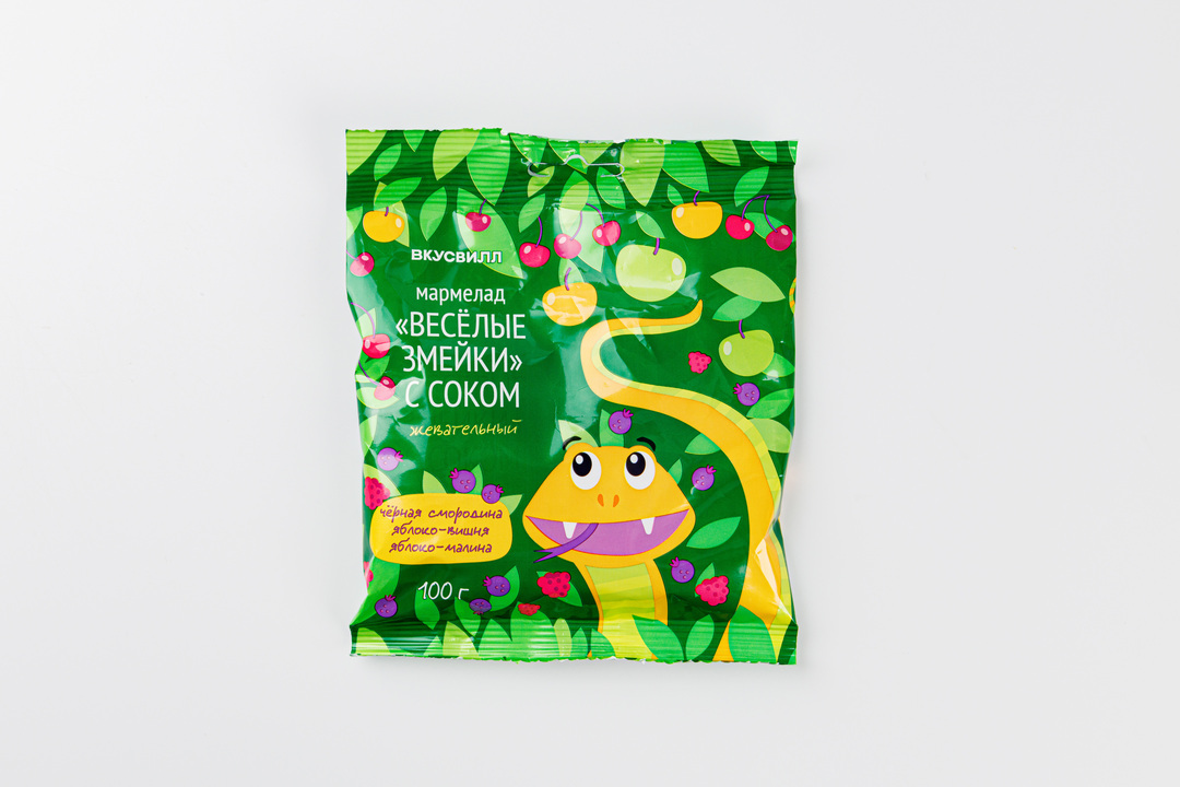 

Мармелад жевательный "Веселые змейки" с соком
