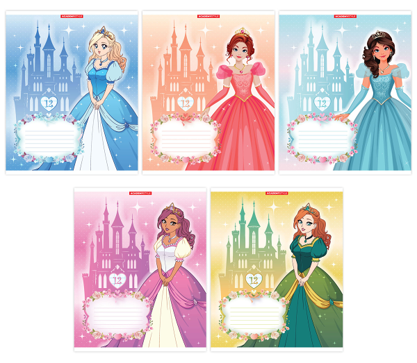 Тетрадь Academy Style в крупную клетку А5, 12 л в ассортименте, 1шт