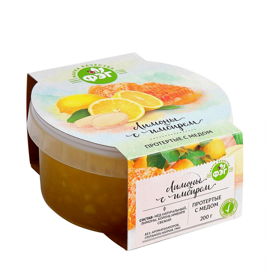 Лимон протертый ФЭГ с имбирем и медом 200 г
