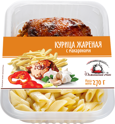 

Курица жареная Домашний Очаг с макаронами отварными 270 г