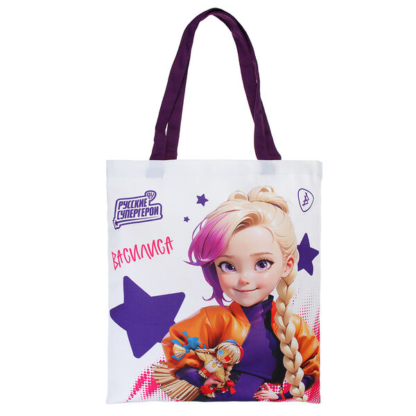 By русские супергерои сумка-шоппер, 38x42см, ручки 58 см, пэ под ткань, 