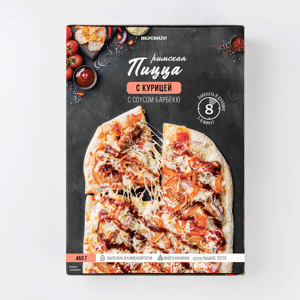 Пицца римская ВкусВилл с курицей и соусом Барбекю, замороженная 480г