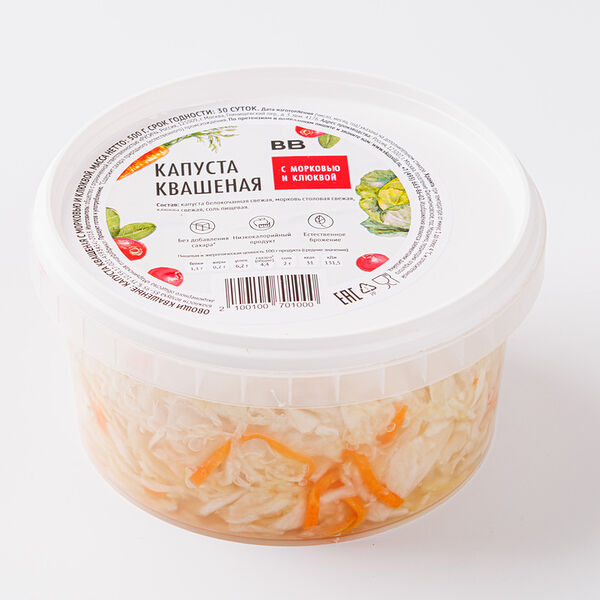 Капуста квашеная с морковью и клюквой 500 г