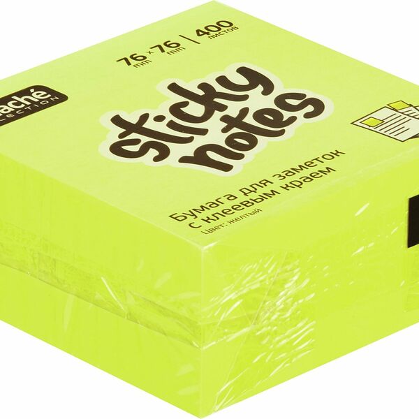 Стикеры Attache Selection куб 76х76, желтый неон 400 л