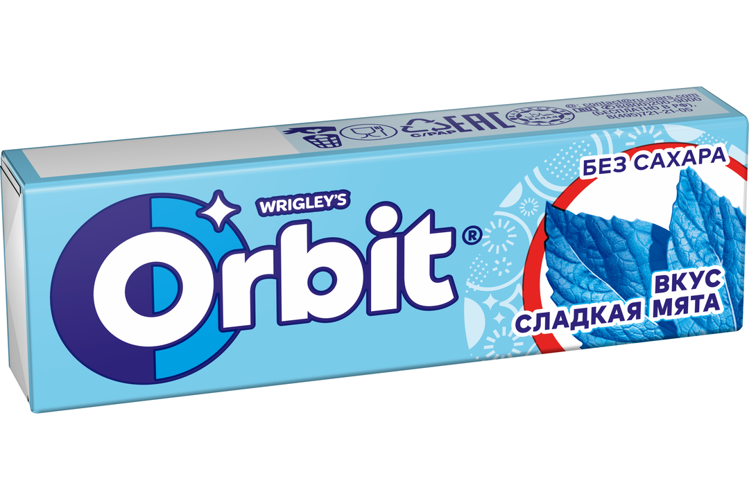 

Жевательная резинка Orbit сладкая мята без сахара 13.6 г