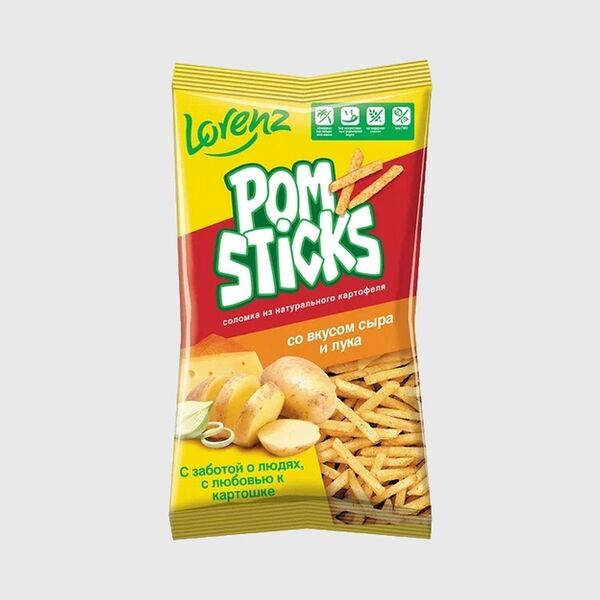 Чипсы картофельные Lorenz Pomsticks соломкой со вкусом сыра и лука, 100 г