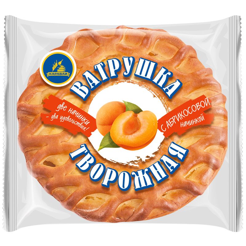 

Ватрушка Каравай Творожная с абрикосовой начинкой 240 г