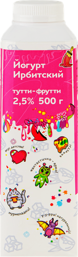 

Йогурт питьевой Ирбитский Тутти-Фрутти 2.5% БЗМЖ 500 г