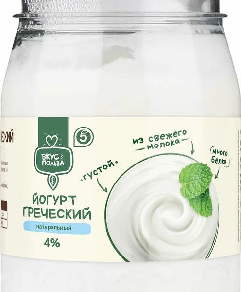 Йогурт Вкус&Польза натуральный греческий 4% 190 г