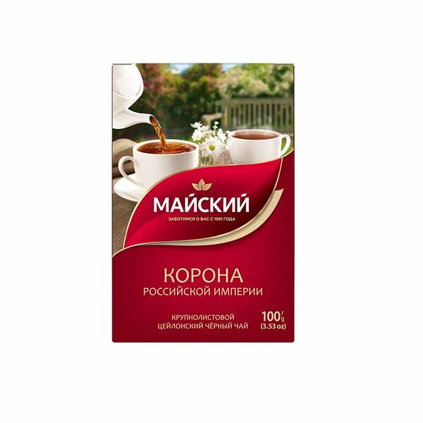 Чай черный МАЙСКИЙ Корона Российской Империи Цейлонский байховый листовой, 100г
