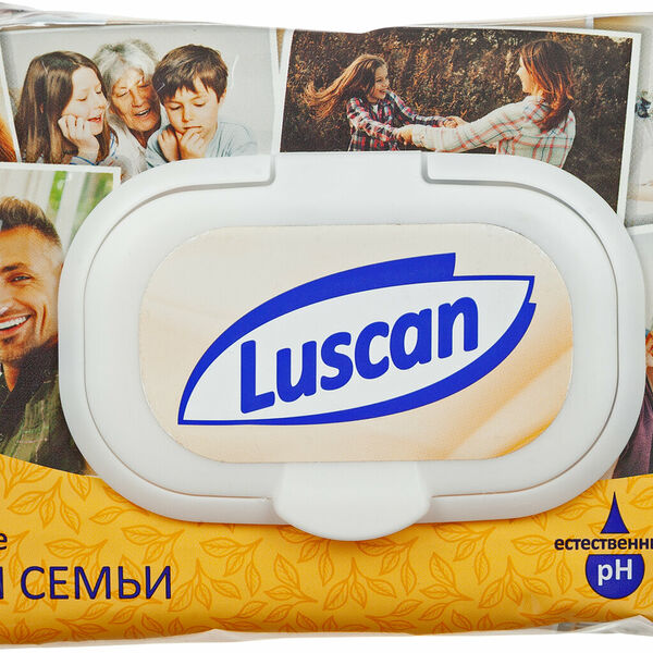 Салфетки влажные Luscan универс д/всей семьи 80шт с крышкой