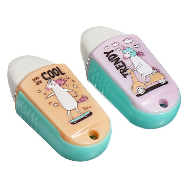 Точилка MESHU Unicorn, пластиковая, 1 отверстие, с ластиком, в ассортименте 1шт, Арт. 360449