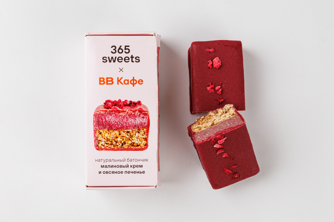 

Батончик шоколадный 365 sweets Малиновый крем и овсяное печенье 45 г